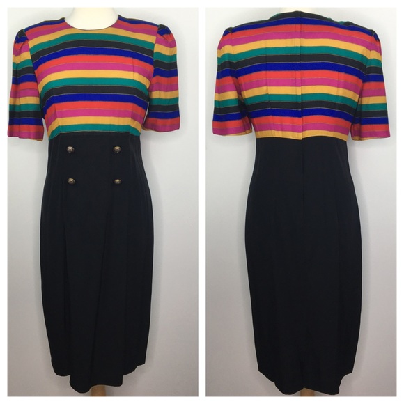 vintage rainbow stripe sheath dress - Picture 8 of 9